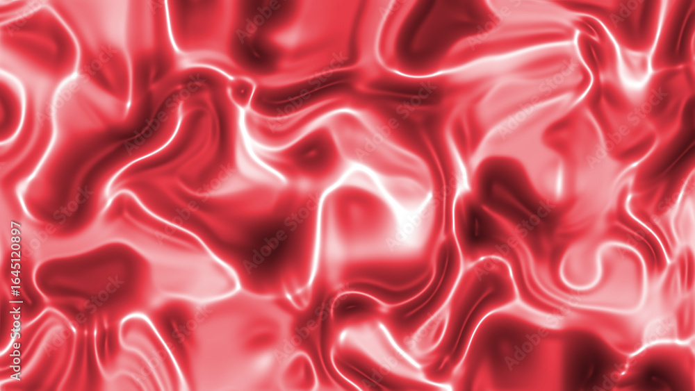 Poster abstract closeup of fluid red liquid surface with organic flowing patterns and reflections