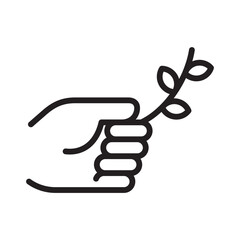 Olive branch in hand icon vector design illustration in trendy style