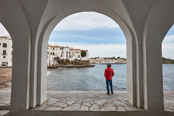 Picturesque mediterranean village of Cadaques. Arcade passage. Girona, Catalonia. Spain