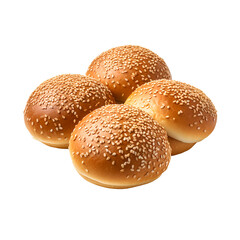 Stack of Sesame Seed Hamburger Buns on a Transparent Background