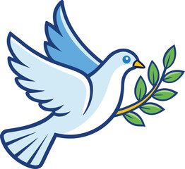 Obraz premium Dove with Olive Branch – International Day of Peace Illustration