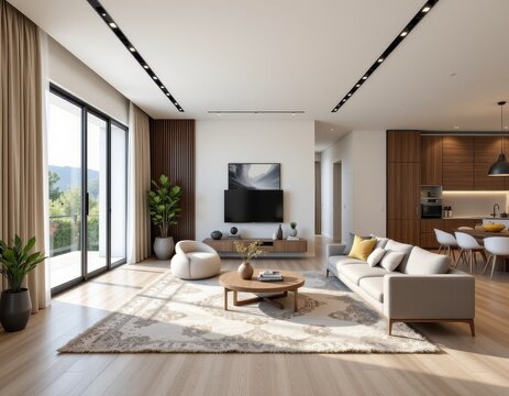open plan design enhances modern decor by promoting seamless spatial flow natural light distribution and flexible furniture arrangement for an uncluttered inviting living environment.