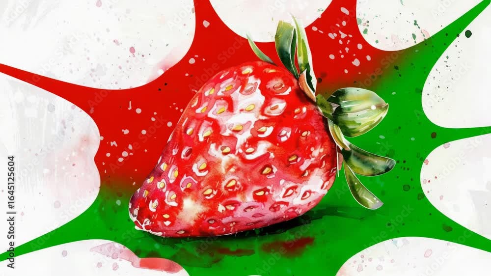 Poster a single strawberry on a clean white surface, perfect for adding texture to designs and layouts