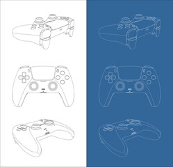Vector game controller front and angled views outline © WINDERFULL STUDIO