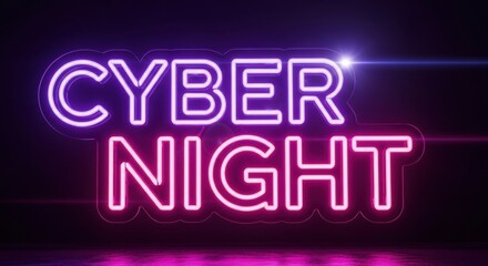 Fototapeta premium Cyber Night Neon Sign: Digital Sale Event