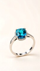 Elegant square-cut blue gemstone ring