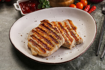 Tasty grilled pork meat steak