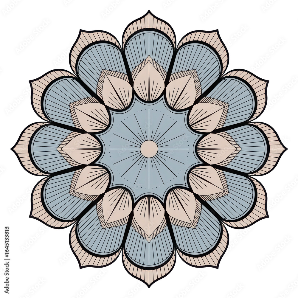 Aufkleber intricate mandala design with delicate petal shapes and subtle color gradients isolated on transpare
