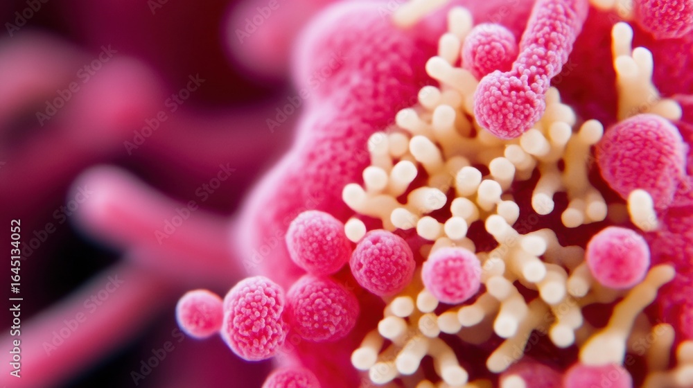 Aufkleber close view of vibrant cellular structures under a microscope in a lab setting