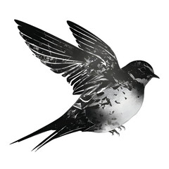 Black silhouette of a bird on white background.