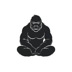 Black silhouette of a gorilla on white background.
