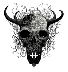 Black silhouette of a skull on white background.