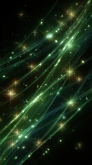 Obraz premium Abstract glowing green and gold lines on black