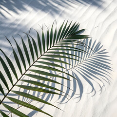 Fototapeta premium palm leaf shadow over textured white surface