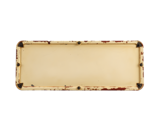 Vintage metal sign with rustic patina and transparent background