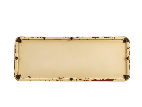 Vintage metal sign with rustic patina and transparent background - Powered by Adobe
