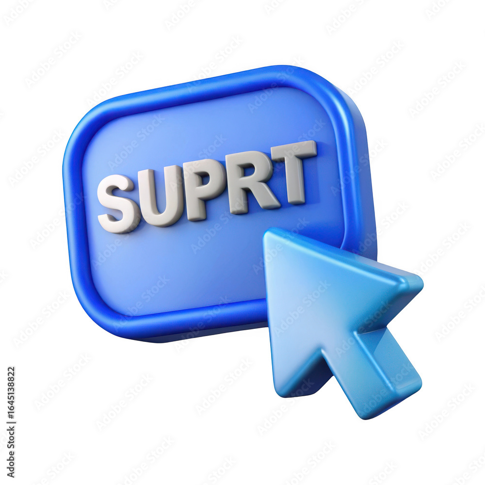 Poster 3d support button with cursor icon isolated on transparent background