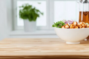 tofu salad breakfast in the kitchen