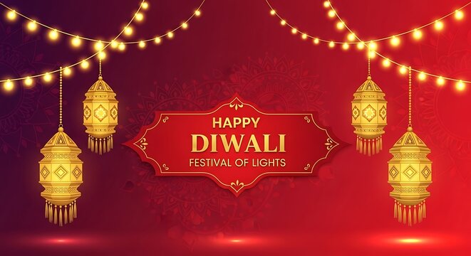 Celebrate the Glow of Diwali Festive Lanterns and Warm Lights Illuminate a Joyful Colorful Night in Indian Culture and