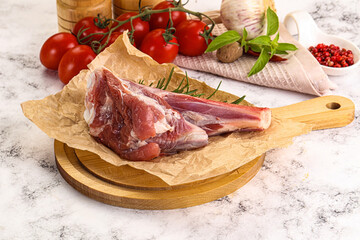 Raw lamb shank for cooking