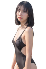 Fototapeta premium woman in swimsuit posing on transparent background