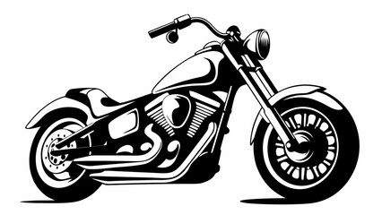Fototapeta premium Detailed monochrome illustration of a classic motorcycle with prominent engine details and sleek design silhouette
