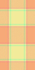 Wear seamless fabric vector, calm check texture textile. Couch pattern tartan background plaid in orange and yellow colors.