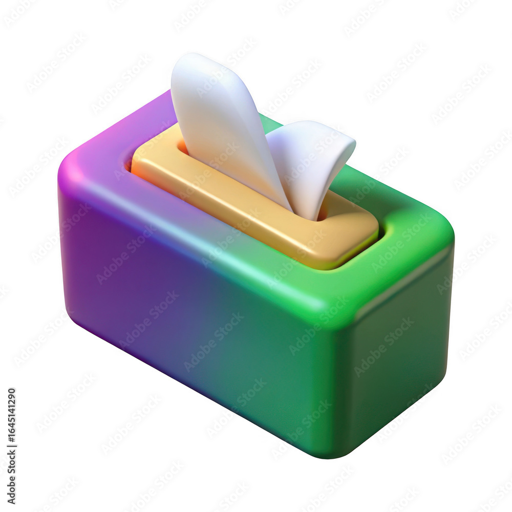 Poster 3d gradient tissue box with soft tissues isolated on transparent background