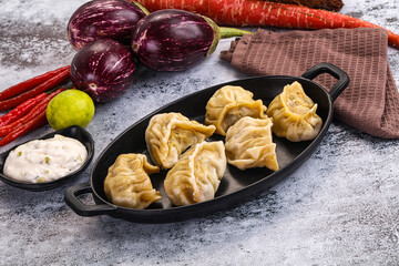 Steamed Nepali Momo stuffed dumplings