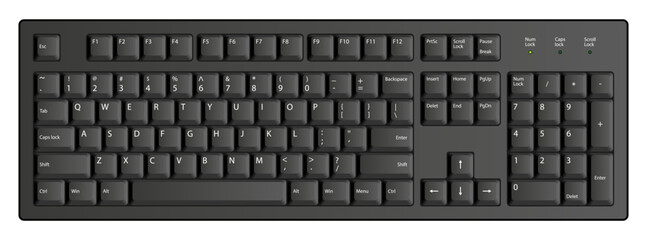 Black computer keyboard - Realistic Vector