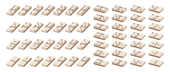 Isometric Domino Set Left and right - Vector Illustration
