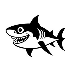 Fototapeta premium Black silhouette of a shark on white background.