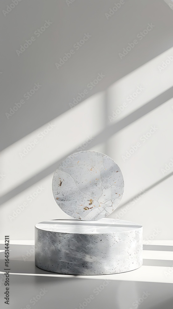Poster marble display: a minimalist composition features a marble display stand and an oval marble, set aga