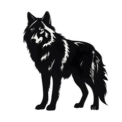 Naklejka premium Black silhouette of a wolf on white background.