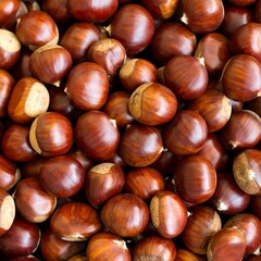 Obraz premium Close-up of many chestnuts (2)