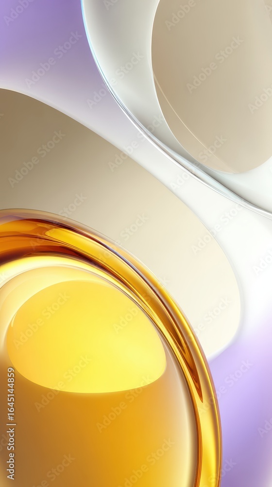 Poster fluid golden and silver shapes weaving together, forming elegant abstract design with dynamic moveme