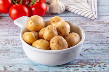 Uncooked raw yellow baby potato