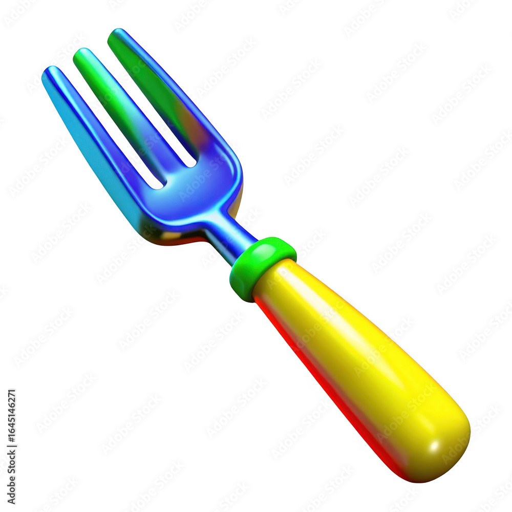 Aufkleber 3d garden fork with colorful handle isolated on transparent background