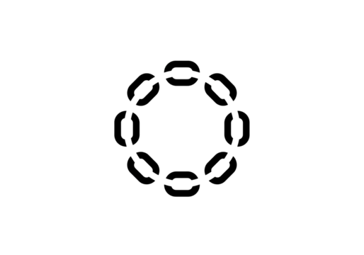 Abstract Black and White Circular Pattern Geometric Design Element on transparent background