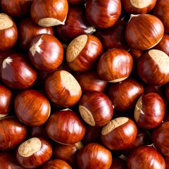 Obraz premium Close-up of many chestnuts