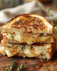 Gourmet Grilled Cheese Sandwich with Caramelized Onion and Herbs