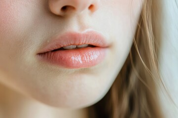 Obraz premium Close-Up of Soft Lips and Skin with Natural Light Glow