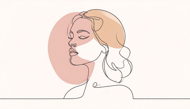 Elegant woman's profile, minimalist line art