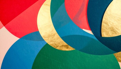 Overlapping circles of colored translucent paper on a pale background