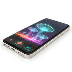 smartphone showing biometric scan with glowing li