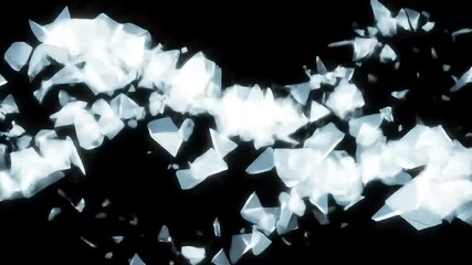 Abstract digital art featuring glowing crystalline shapes flowing across black background. - Powered by Adobe