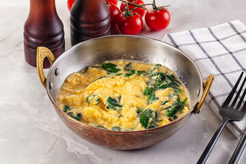 Omelette with spinach for breakfast