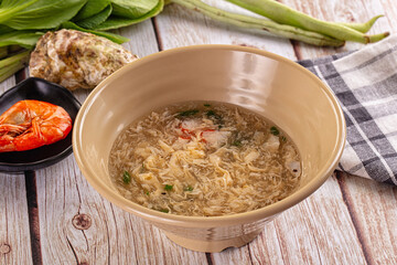 Asian soup with crab and prawn