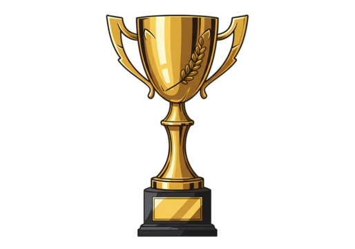 Gold Trophy with Blank Plaque on Black Background on transparent background - Powered by Adobe