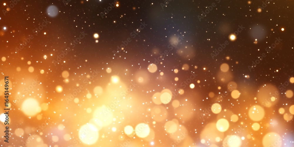 Poster golden glowing bokeh lights on a starry background creating a smooth and festive abstract texture